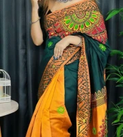 DS-404-Dupian Silk Saree Block Printed